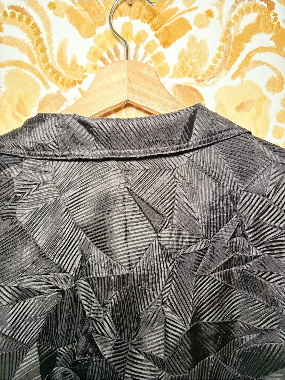 Erin London Black Textured Button Front Blouse | 3/4 Sleeve Career Casual Top - Picture 11 of 13